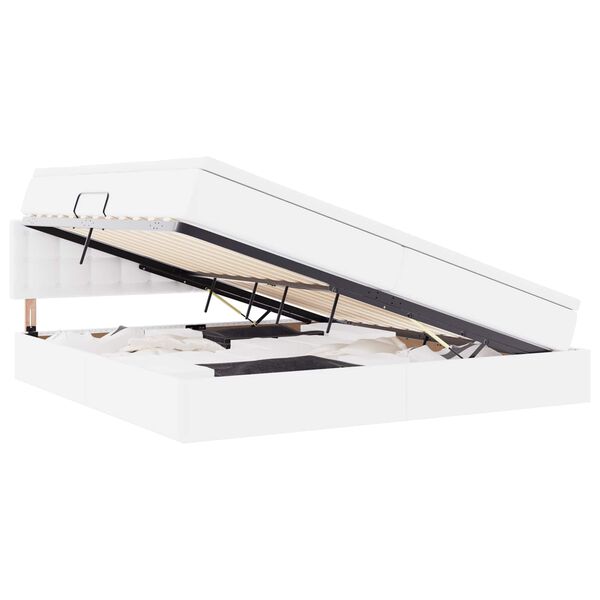 vidaXL F&ouml;rvaringss&auml;ng med madrass Ren Vit 200 x 200 cm Konstl&auml;der