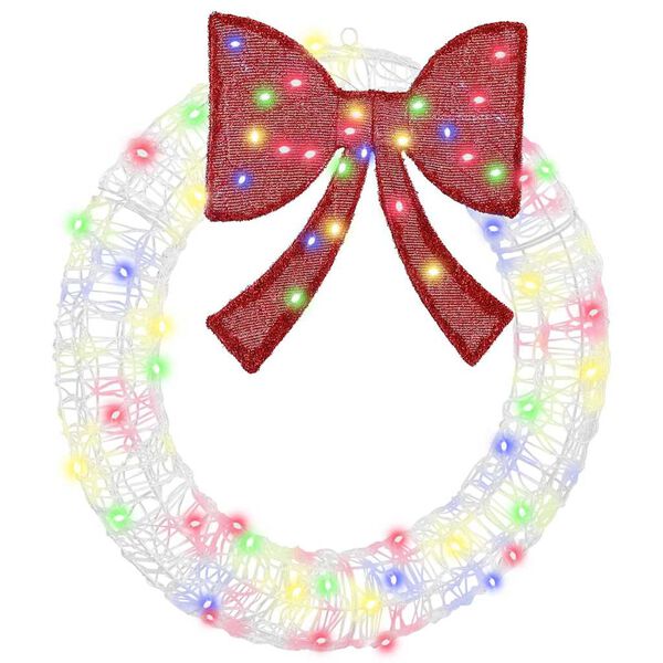 vidaXL Krans med 60 LED-lampor Flerf&auml;rgsdesign 76 x 8.5 x 76 cm Akryl