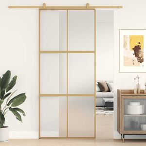 vidaXL Skjutd&ouml;rr guld 90x205 cm frostat ESG-glas och aluminium