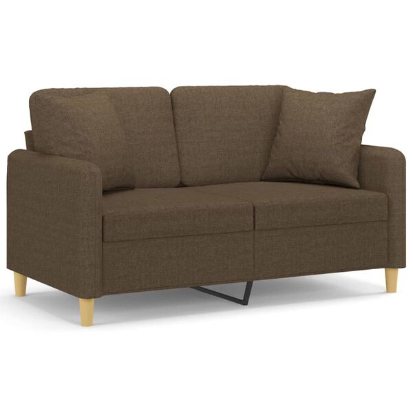 vidaXL 2-sitssoffa med kuddar&dynor brun 120 cm tyg