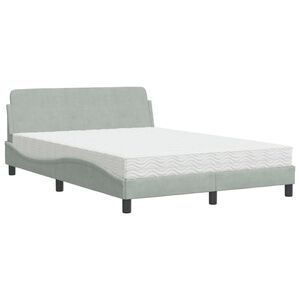 vidaXL Bed with Mattress "Dover" Light Grey 140x200 cm Velvet