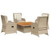 vidaXL Loungegrupp f&ouml;r tr&auml;dg&aring;rden med dynor 5 delar konstrotting beige