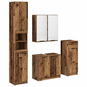 vidaXL Badrumsm&ouml;belset med l&aring;da 4 pcs Gammalt tr&auml; Konstruerat tr&auml;