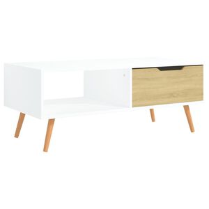 vidaXL Soffbord vit och sonoma-ek 100x49,5x43 cm konstruerat tr&auml;