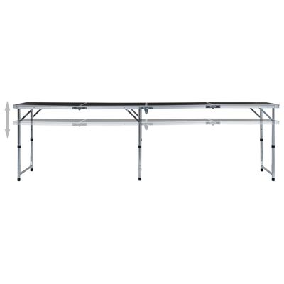 vidaXL Hopfällbart campingbord grå aluminium 240x60 cm