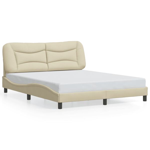 vidaXL Bed Frame without Mattress "Hvar" Cream 160x200 cm Fabric