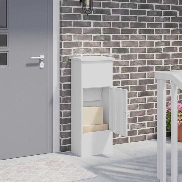 vidaXL Paketbox Vit 44.5 x 29 x 110.5 cm St&aring;l