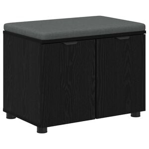vidaXL Hallb&auml;nk Svart Ek 60 x 38 x 46 cm Konstruerat Tr&auml; och Tyg