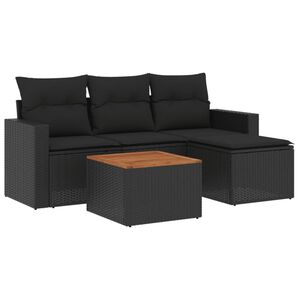 vidaXL Loungegrupp f&ouml;r tr&auml;dg&aring;rden med dynor 5 delar svart konstrotting