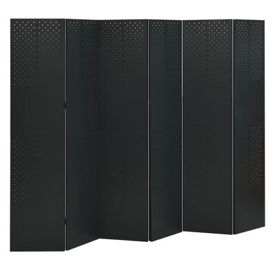 vidaXL Rumsavdelare 6 paneler 2 st svart 240x180 cm stål