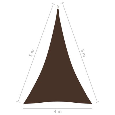vidaXL Solsegel Oxfordtyg trekantigt 4x5x5 m brun