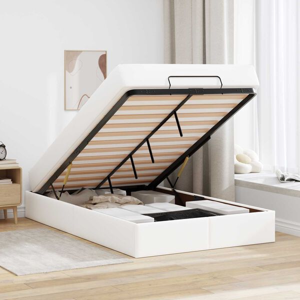 vidaXL S&auml;ngram med madrass med madrass 2 pcs Vit PVC