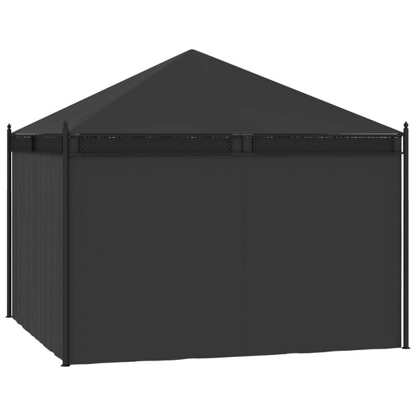 vidaXL Paviljong med gardiner 3,5x3,5x3,1 m antracit