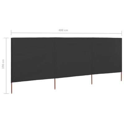 vidaXL Vindskydd 3 paneler tyg 400x160 cm antracit