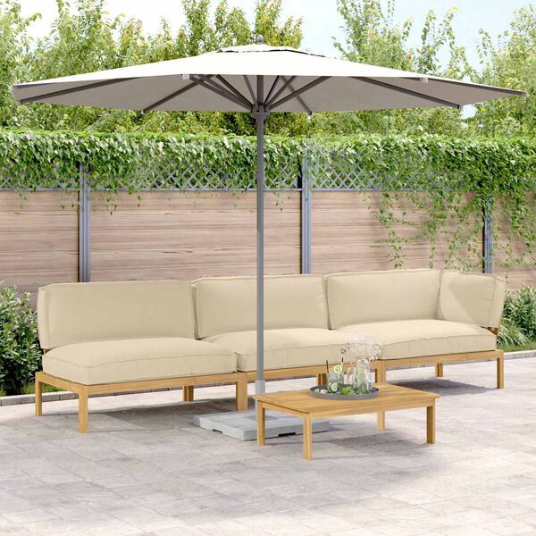 vidaXL Soffset med kudde Enf&auml;rgad 4 pcs Beige Massivt Akaciatr&auml;