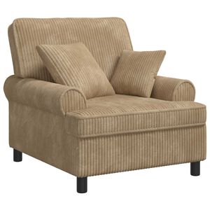 vidaXL XL f&aring;t&ouml;lj med dynor Taupe 1,5 Linjer Tyg