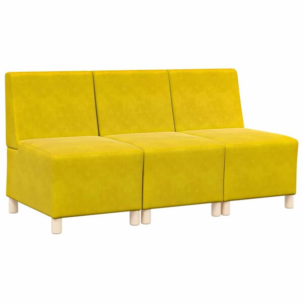 vidaXL Modulsofa utan armst&ouml;d 3 pcs Gul 55 x 74 x 82 cm Sammet