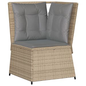 vidaXL Soffa h&ouml;rnsektion f&ouml;r tr&auml;dg&aring;rden med dynor beige konstrotting