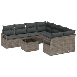 vidaXL Soffset med kudde 9 pcs Gr&aring; konstrotting