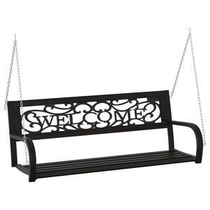 vidaXL Gungb&auml;nk 125 cm st&aring;l och plast svart