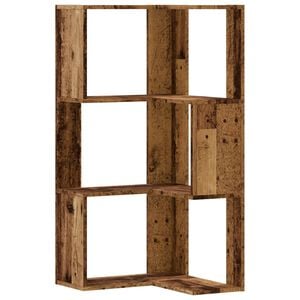 vidaXL Bokhylla h&ouml;rn 3 hyllplan &aring;ldrat tr&auml; 50x50x102cm konstruerat tr&auml;