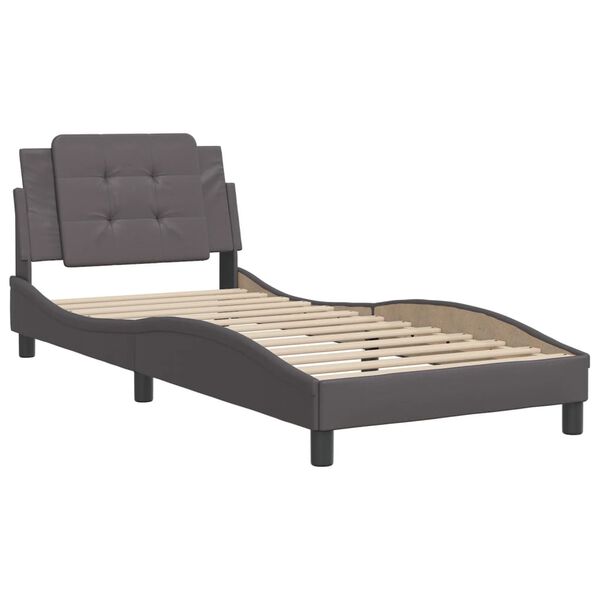 vidaXL Bed Frame without Mattress "Zadar" Grey 80x200 cm Faux Leather
