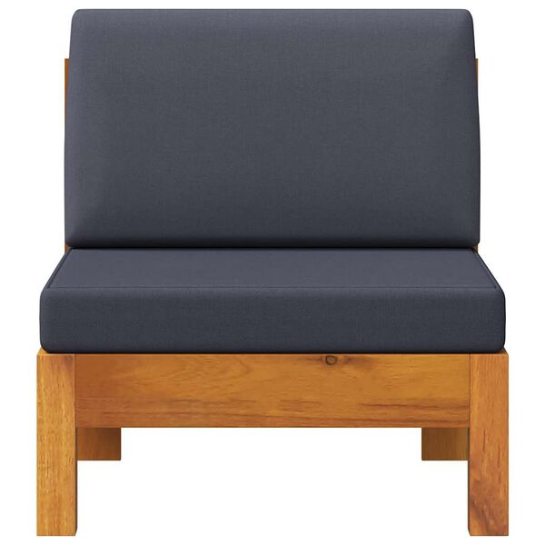 vidaXL Mittensits med mörkgråa dynor massivt akaciaträ