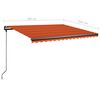 vidaXL Frist&aring;ende markis manuellt inf&auml;llbar 400x350 cm orange/brun