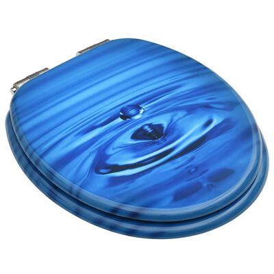 vidaXL Toalettsits med mjuk stängning MDF vattendroppar blå