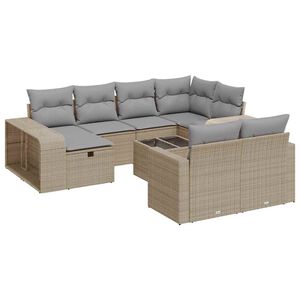 vidaXL Loungegrupp f&ouml;r tr&auml;dg&aring;rden m. dynor 11 delar beige konstrotting