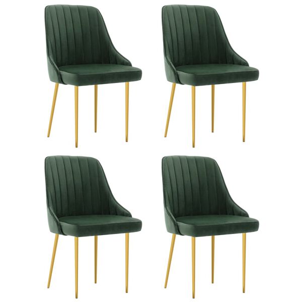 vidaXL Matstolar 4 st m&ouml;rkgr&ouml;n sammet