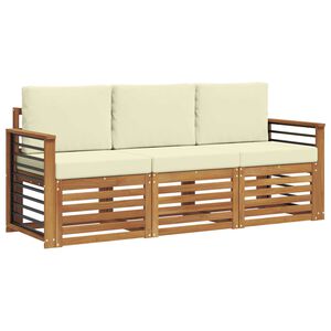 vidaXL Soffgrupper 3 pcs Naturlig och Gr&auml;dde Massivt Akaciatr&auml;