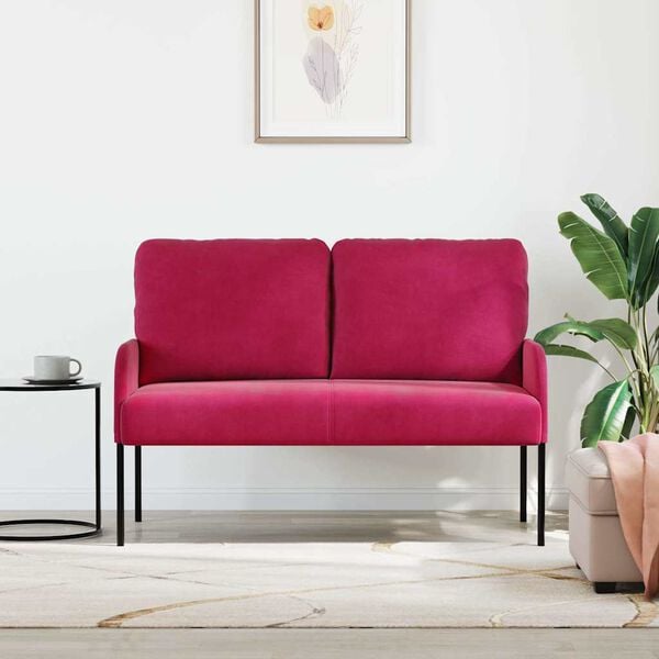 vidaXL Soffor med kudde 110cm Vinr&ouml;d Plywood