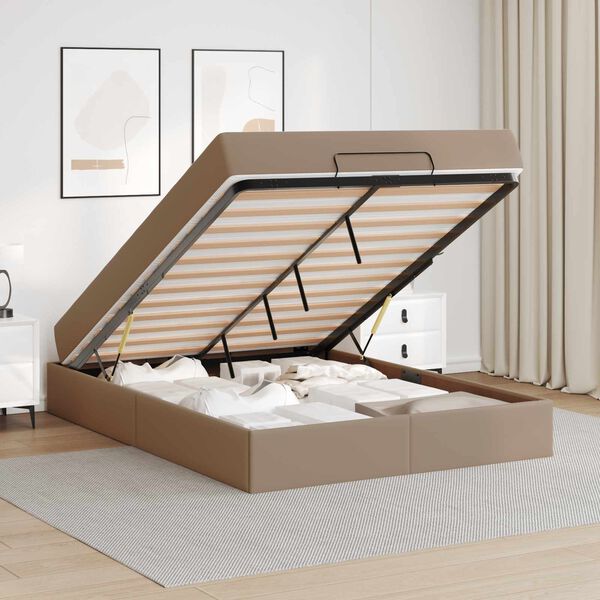 vidaXL S&auml;ngram med madrass med madrass 2 pcs Tan PVC