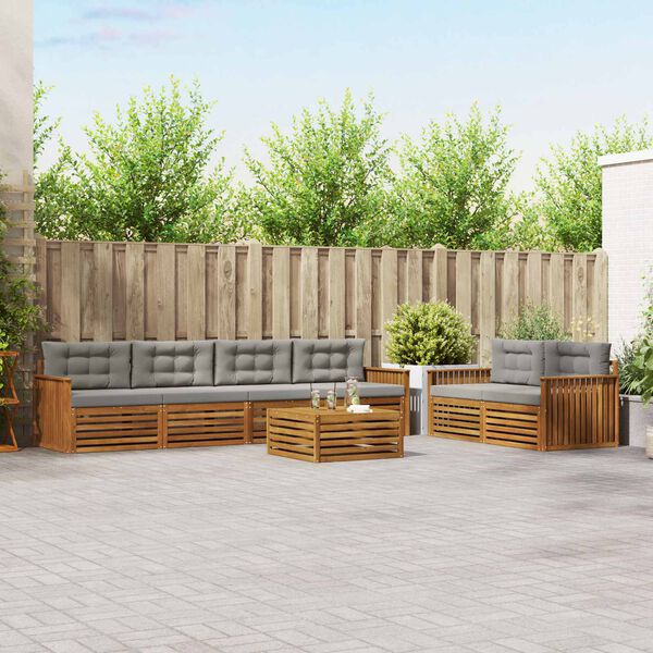 vidaXL Utomhussoffset med kudde 7 pcs Naturlig och Ljus Gr&aring;