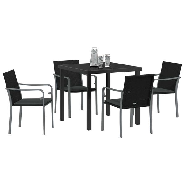 vidaXL Trädgårdsmöbelset 5 pcs Svart Poly rattan