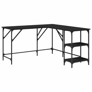 vidaXL Skrivbord svart 139x139x75 cm konstruerat tr&auml;