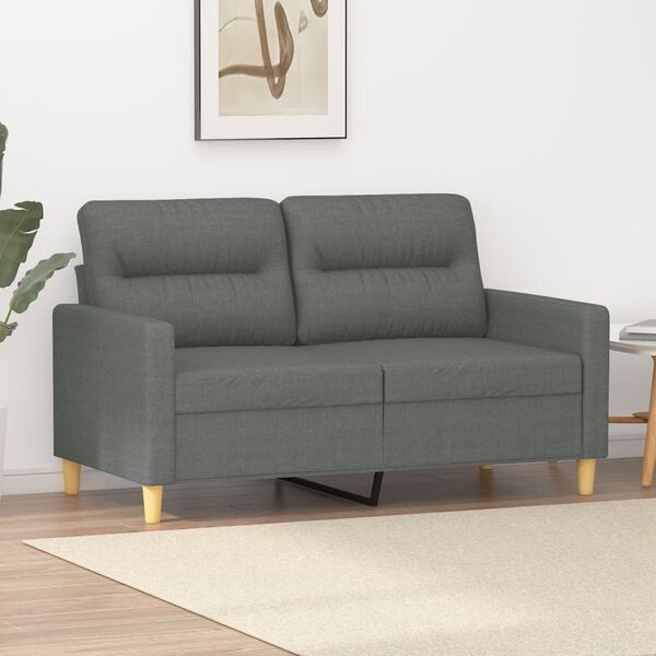 vidaXL Soffa 2-sits m&ouml;rkgr&aring; 120 cm tyg