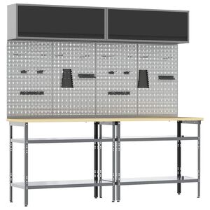 vidaXL Arbetsb&auml;nkset 8 st Svart och Gr&aring; 200 x 55 x 200 cm