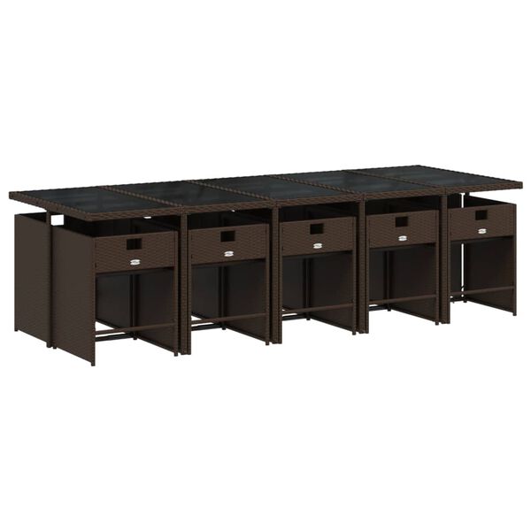 vidaXL Matgrupp f&ouml;r tr&auml;dg&aring;rden 11 delar brun konstrotting