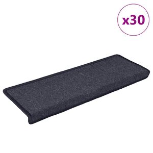 vidaXL Trappmattor 30 st 65x21x4 cm m&ouml;rkgr&aring; och bl&aring; rektangul&auml;r kant