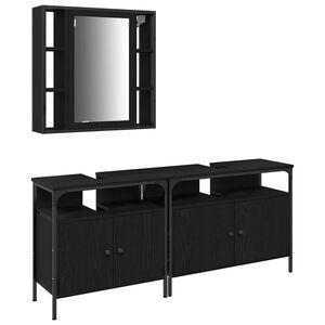 vidaXL Badrumsinredning 3 st Svart 80 x 30 x 60 cm Konstruerat tr&auml;