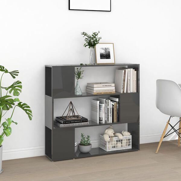 vidaXL Bokhylla Rumsavdelare gr&aring; h&ouml;gglans 100x24x94 cm