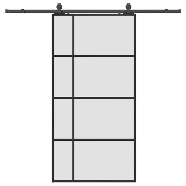 vidaXL Skjutd&ouml;rr med beslag svart 102,5x205 cm ESG-glas