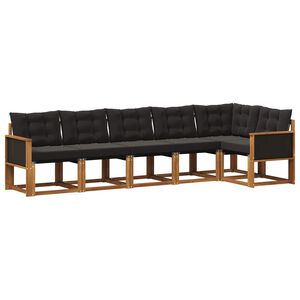 vidaXL Utomhussoffset med kudde 6 pcs Naturlig och svart