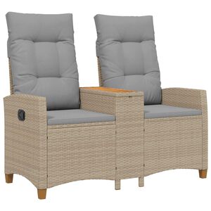 vidaXL Reclining Bench with Table 2 -Seater 126 x 65 x 112 cm