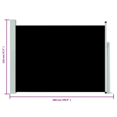 vidaXL Infällbar sidomarkis 117x500 cm svart