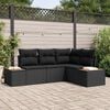 vidaXL Trädgårdsoffset med kudde 5 pcs Svart Poly rattan