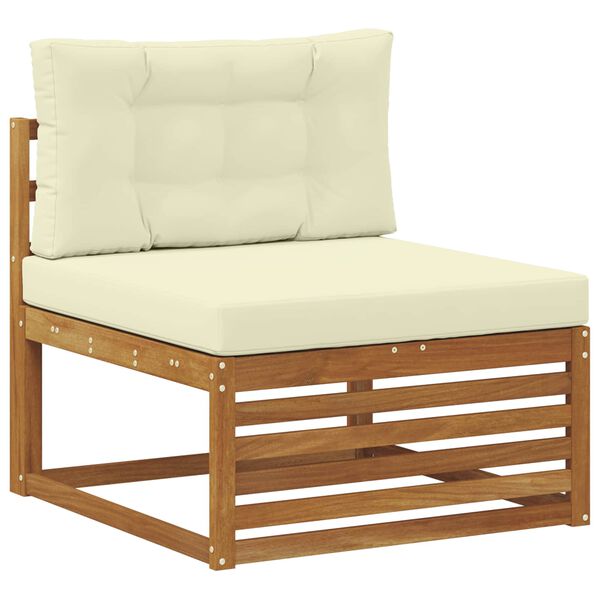 vidaXL Soffgrupper 6 pcs Naturlig och Gr&auml;dde Massivt Akaciatr&auml;