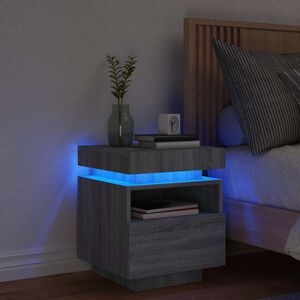 vidaXL S&auml;ngbord med LED-belysning gr&aring; sonoma 40x39x48,5 cm